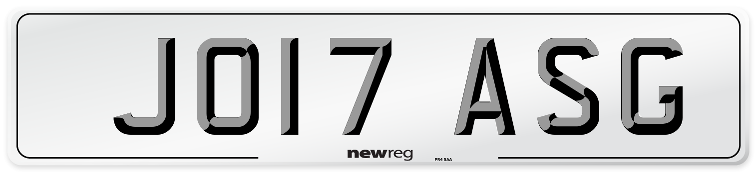 JO17 ASG Number Plate from New Reg